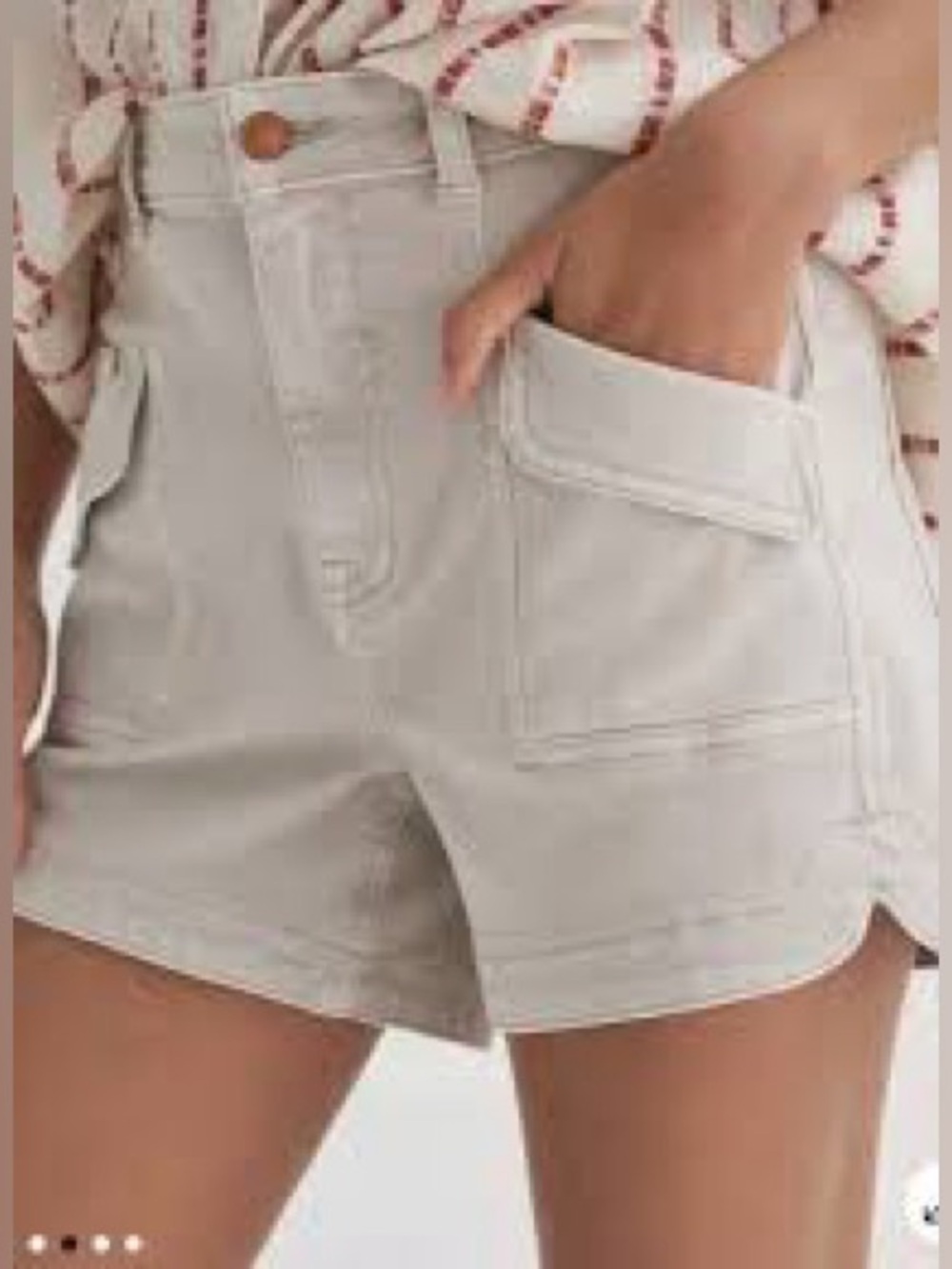 Anthropologie Pilcro high-rise utility denim shorts.